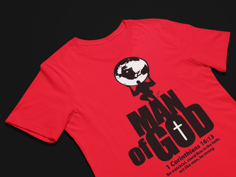 Christian cool text t-shirt - Man of God T-shirt - Premium men t-shirt design black on red